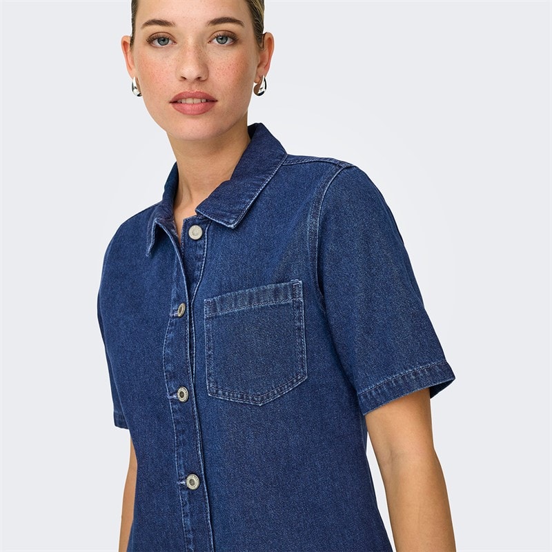 Only Womens Denim Dress Dark Blue Denim - Image 3
