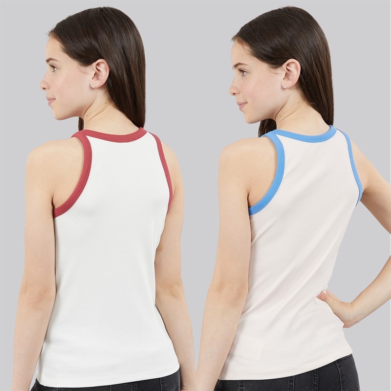 Only Girls Bina Two Pack Tank Tops Mauve Chalk - Image 2
