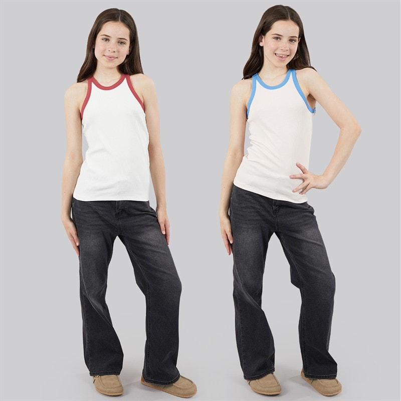 Only Girls Bina Two Pack Tank Tops Mauve Chalk - Image 3