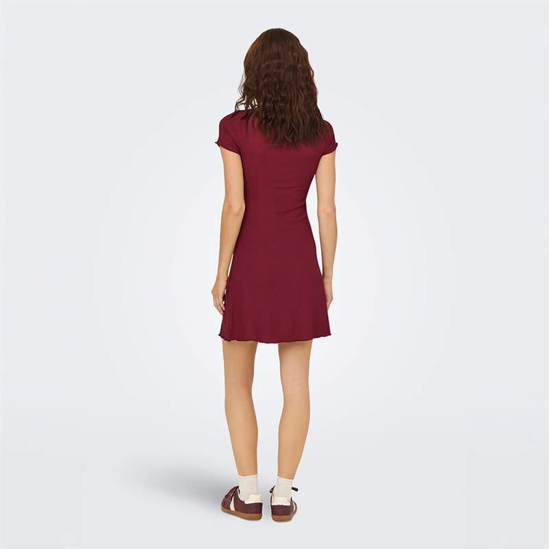 Only Womens Bill Short Sleeve Dress Ruby Wine - Image 2