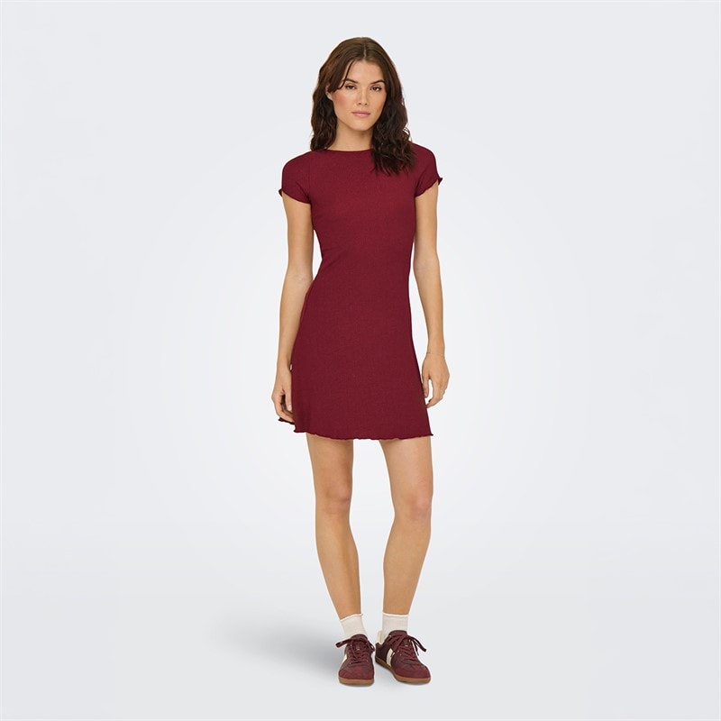 Only Womens Bill Short Sleeve Dress Ruby Wine - Image 4