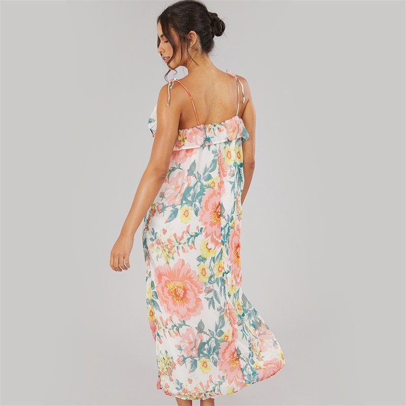 Only Womens Milla Strap Maxi Dress Cloud Dancer Big Flowers - Image 2