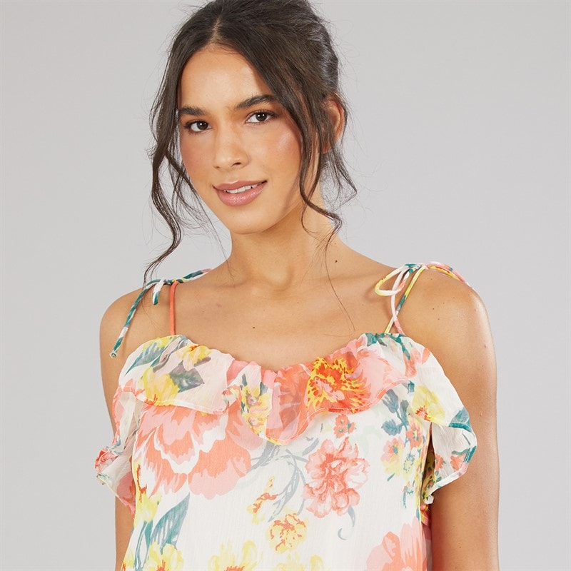 Only Womens Milla Strap Maxi Dress Cloud Dancer Big Flowers - Image 3