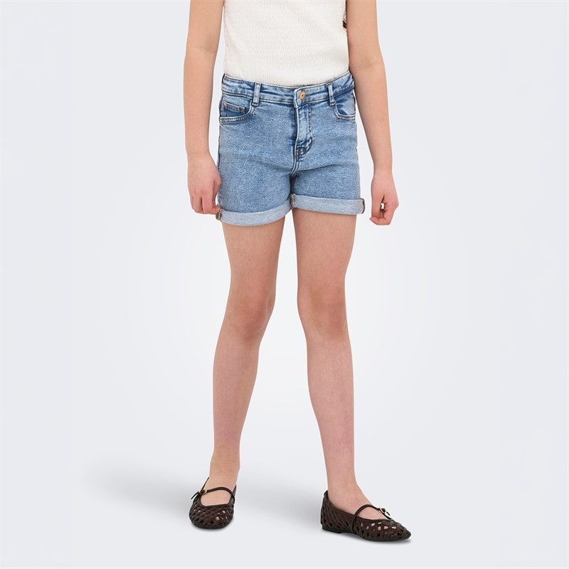 Only Girls Phine Denim Shorts Light Blue Denim