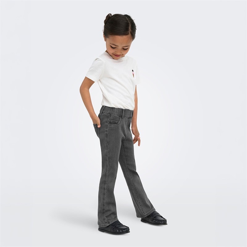 Only Girls Mini Rain Flared Jeans Medium Grey Denim - Image 3