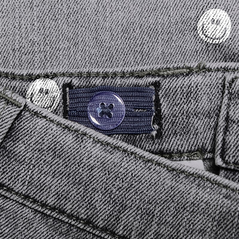 Only Girls Blair Print Denim Shorts Light Grey Denim - Image 3