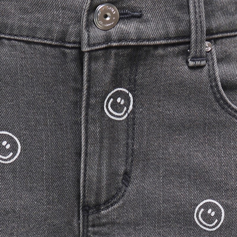 Only Girls Blair Print Denim Shorts Light Grey Denim - Image 4