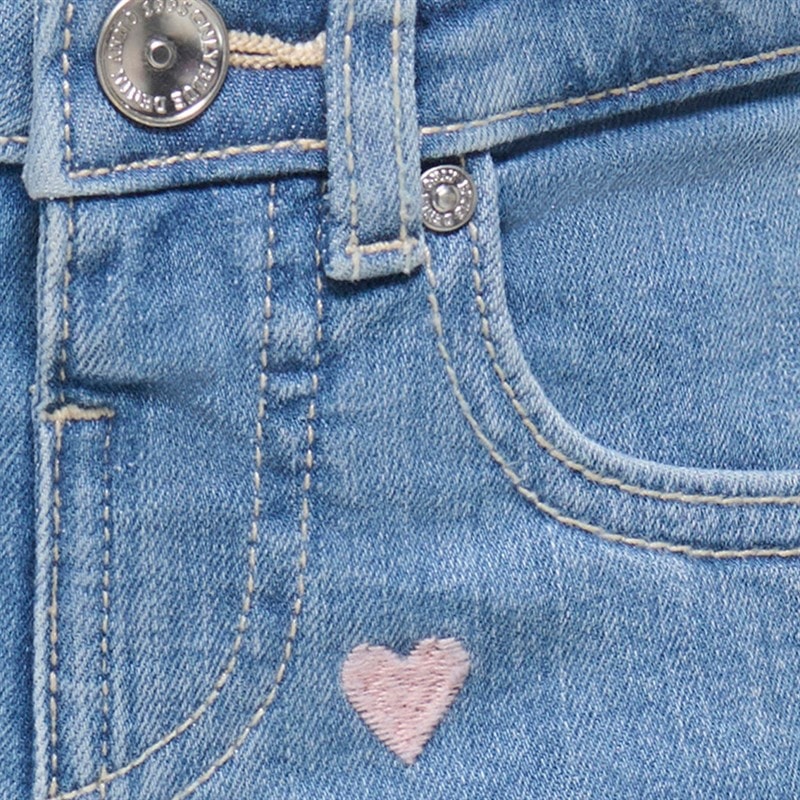 Only Girls Mini Juicy Heart Denim Shorts Light Medium Blue Denim - Image 4
