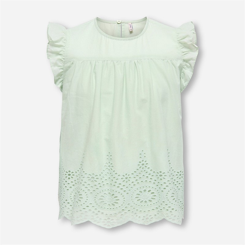 Only Girls Bondi Life Frill Top Green Lily