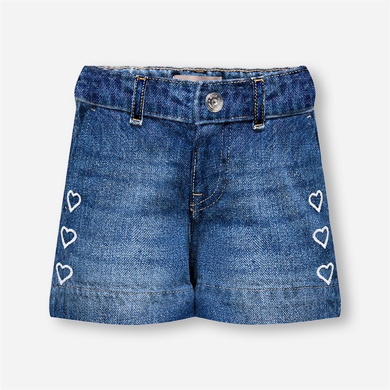 Only Girls Comet Heart Denim Shorts Medium Blue Denim