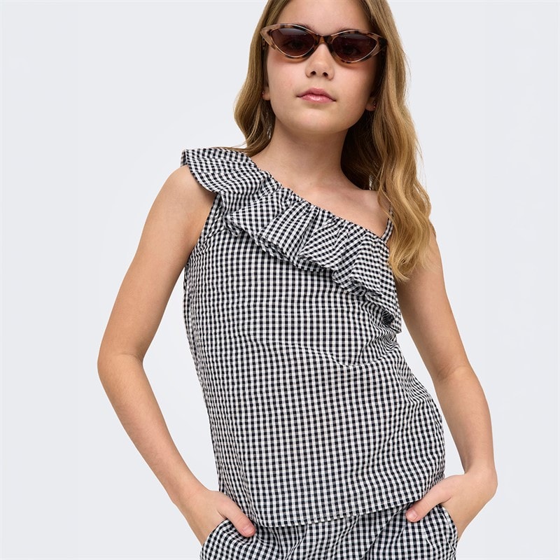 Only Girls Smilla One Shoulder Top Black
