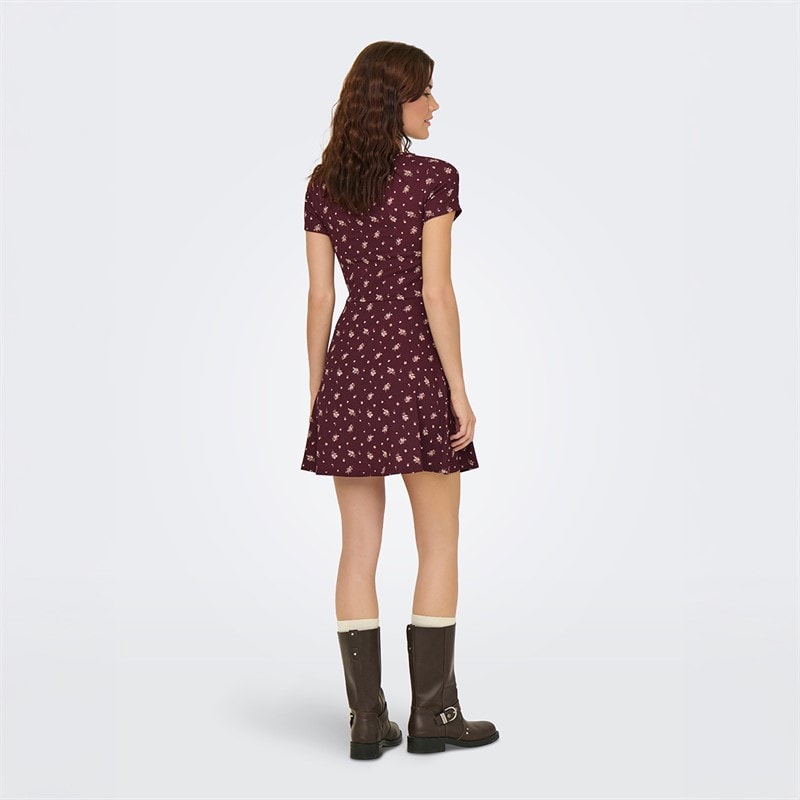Only Womens Bill Short Sleeve Dress Red Mahogany - Image 2