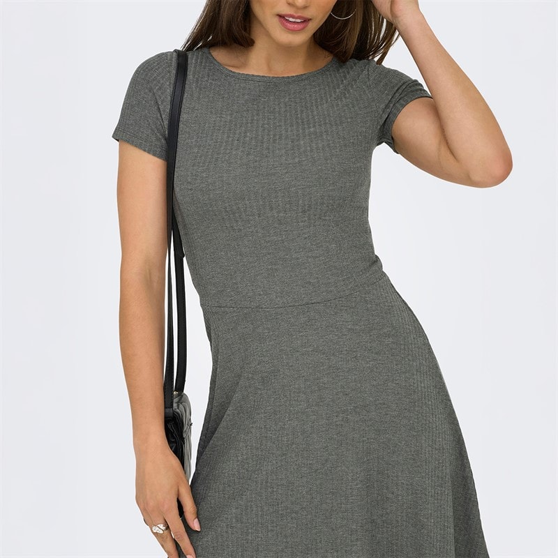 Only Womens Casi Cutline Dress Castor Gray - Image 3