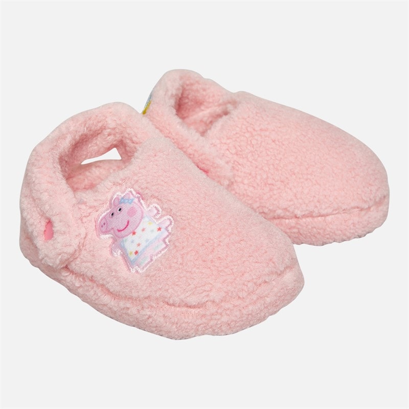 Peppa Pig Girls Hayle Full Borg Slippers Pink - Image 1