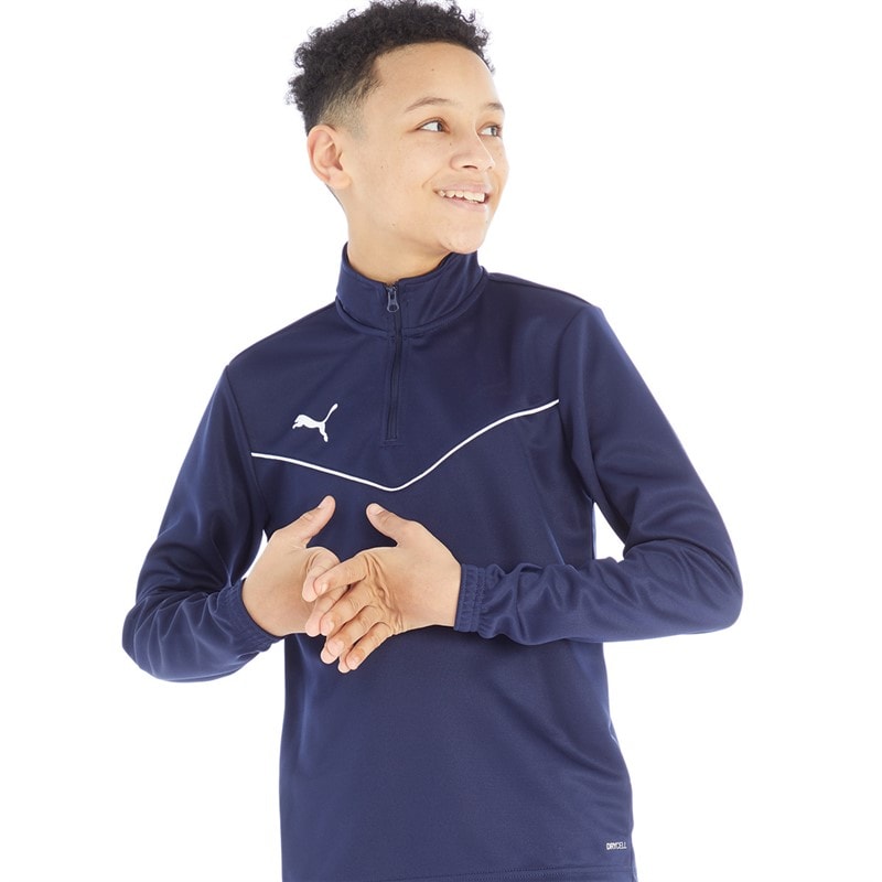 Puma Boys teamRISE Training 1/4 Zip Top Peacoat/Puma White - Image 1