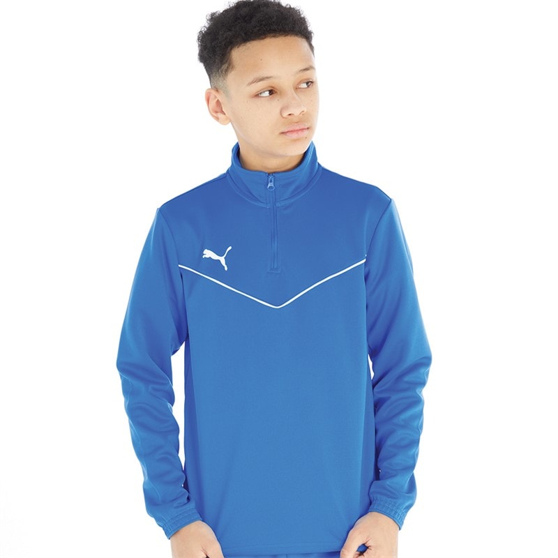 Puma Boys teamRISE Training 1/4 Zip Top Electric Blue Lemonade