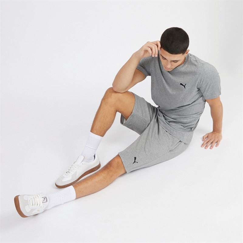 Puma Mens Essentials Small Logo Fleece Shorts Medium Gray Heather - Image 3