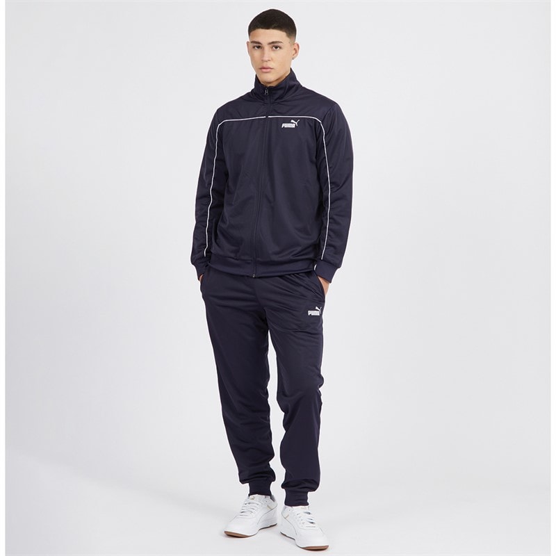 Puma Mens Piping Poly Tracksuit New Navy - Image 1