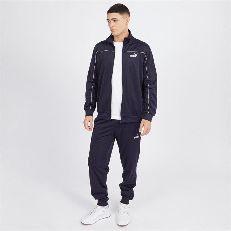 Puma Mens Piping Poly Tracksuit New Navy - Image 3