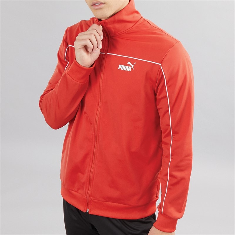 Puma Mens Piping Poly Tracksuit Red Fire - Image 3