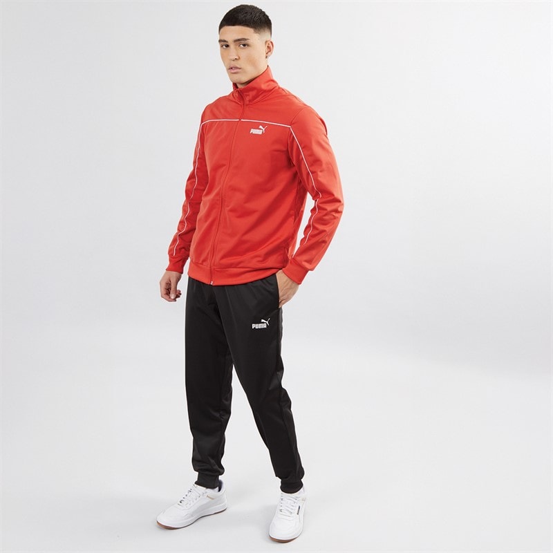Puma Mens Piping Poly Tracksuit Red Fire - Image 4