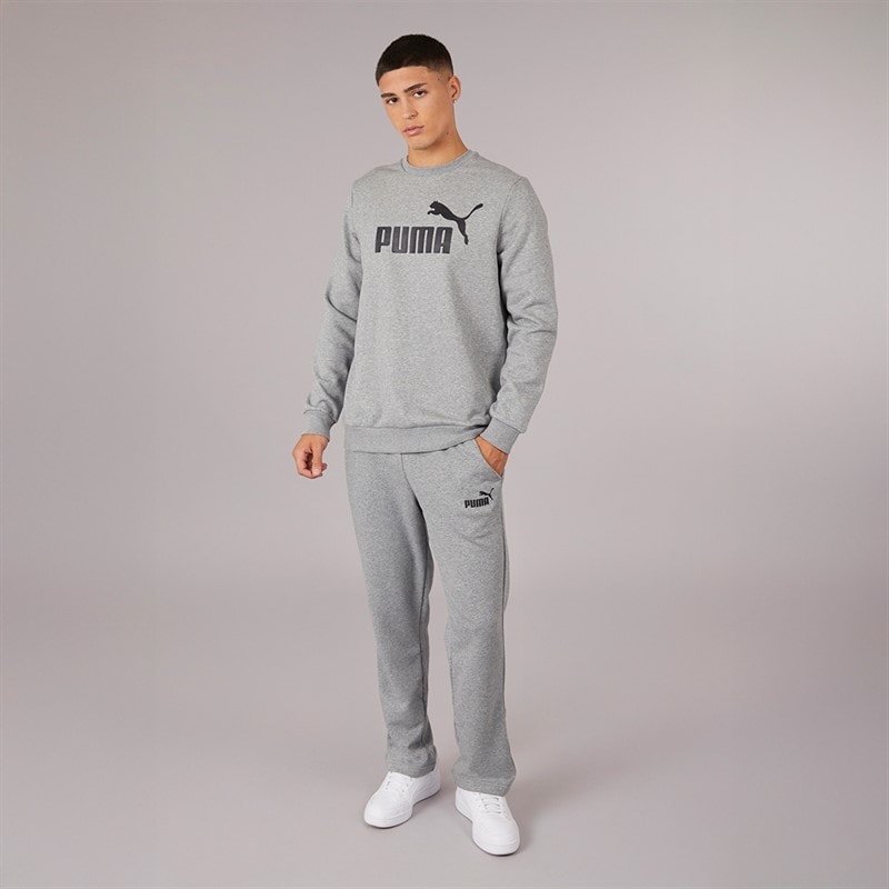 Puma Mens Essentials Big Logo Crew Neck Sweatshirt Medium Grey Heather - Image 3