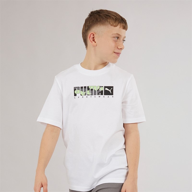 Puma Boys Graphic Camo T-Shirt Puma White