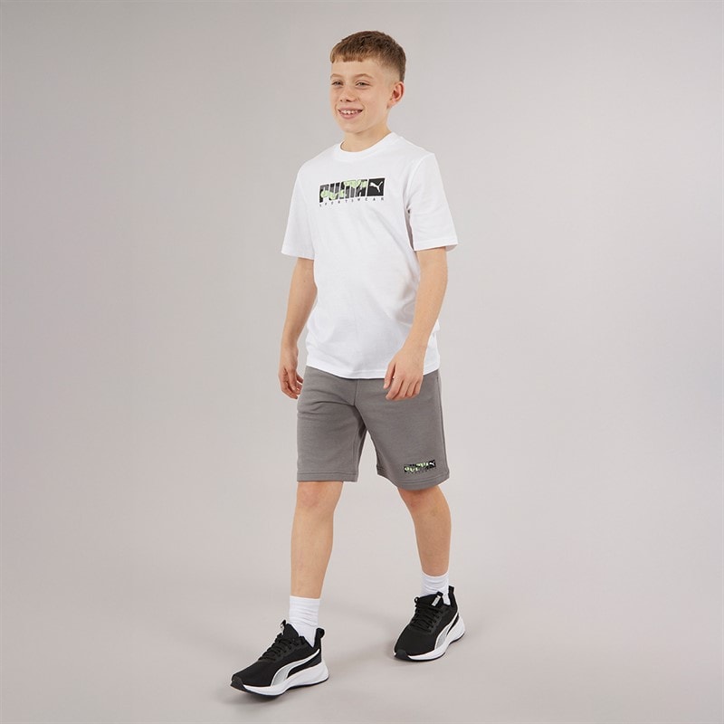 Puma Boys Graphic Camo T-Shirt Puma White - Image 3