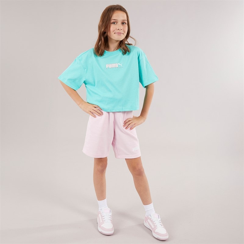 Puma Girls Graphic Shorts Pink - Image 3