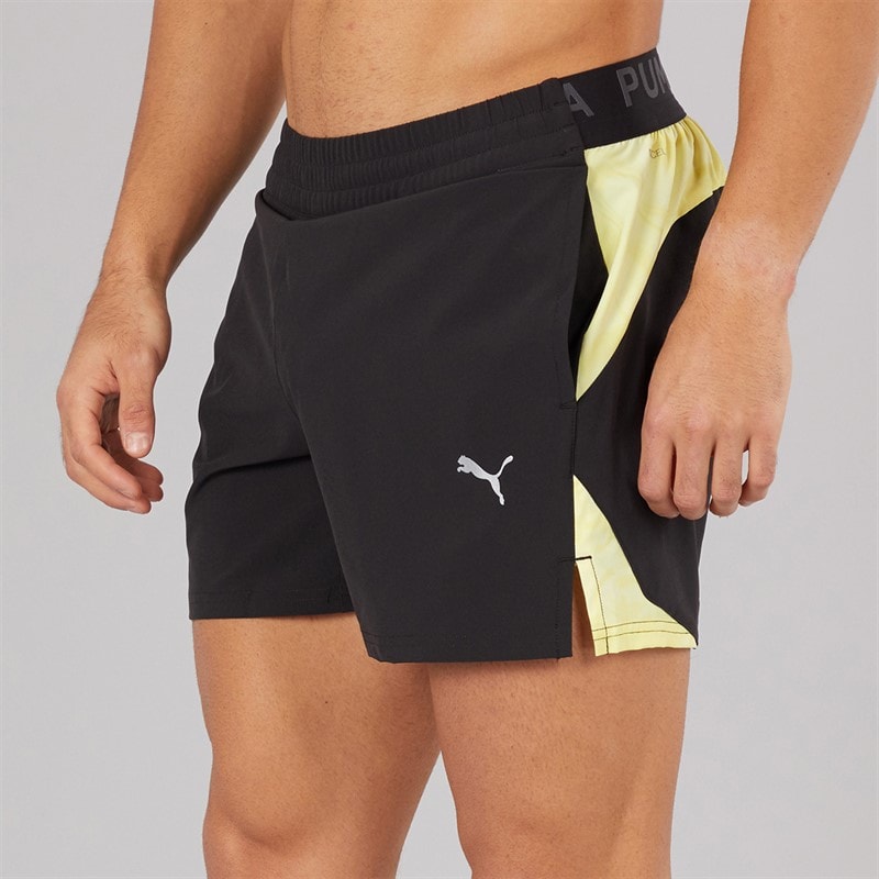 Puma Mens Puma Fit Ultrabreathe Stretch 5 Inch Marble Training Shorts Black/Yellow - Image 2