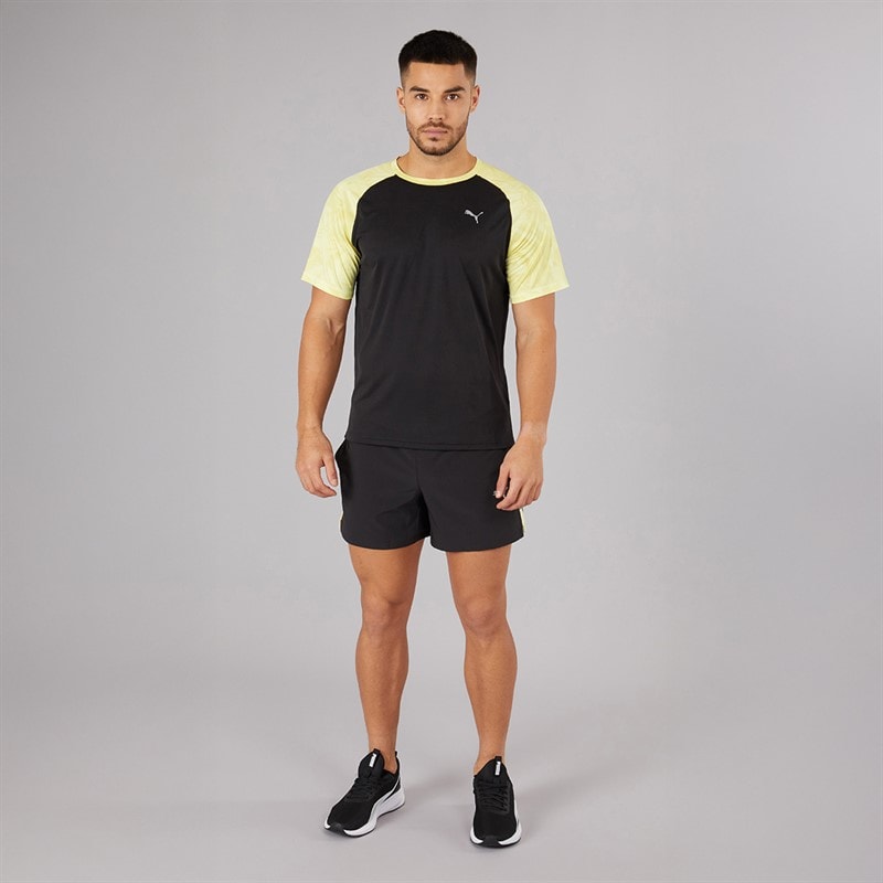 Puma Mens Puma Fit Ultrabreathe Stretch 5 Inch Marble Training Shorts Black/Yellow - Image 4