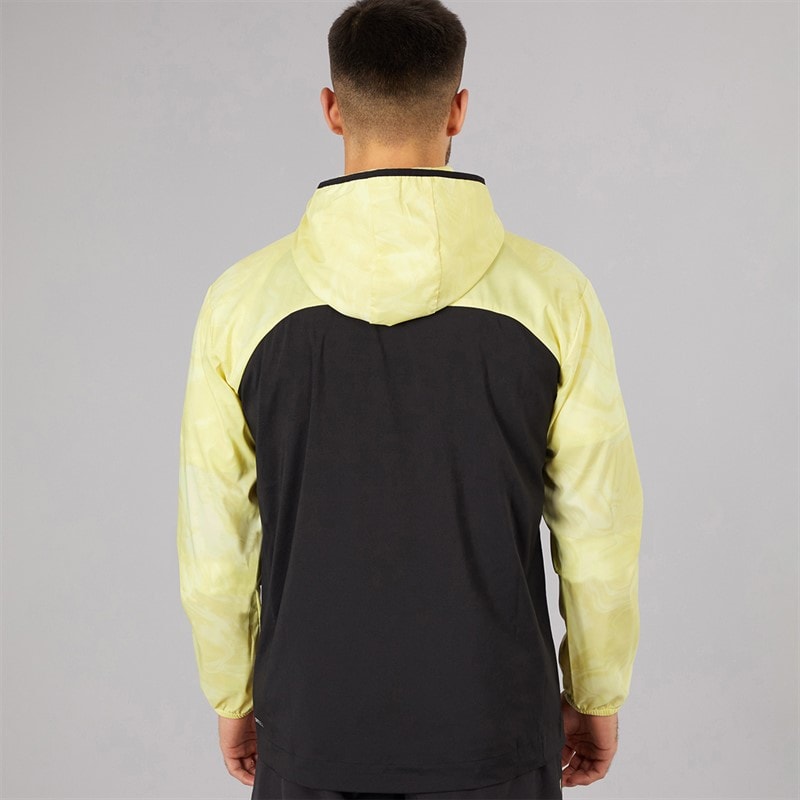 Puma Mens Run Lightweight Marble Running Jacket Black/Yellow - Image 2