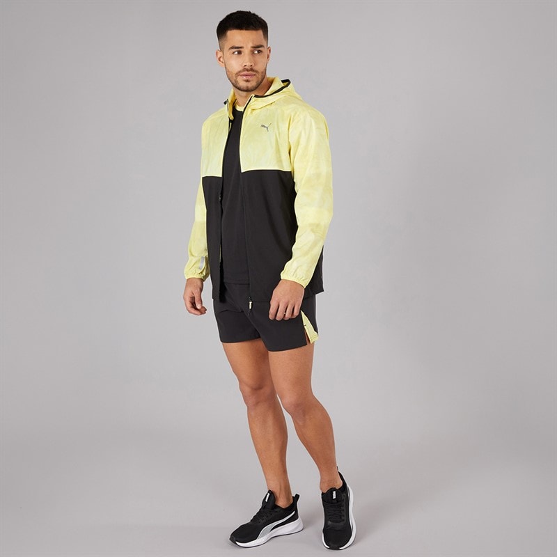 Puma Mens Run Lightweight Marble Running Jacket Black/Yellow - Image 4