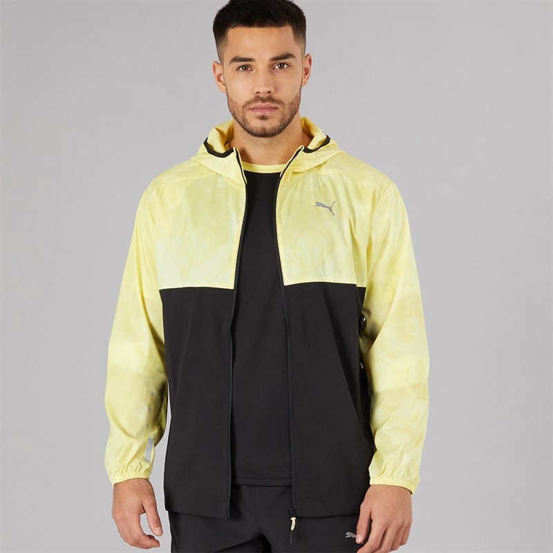 Puma Mens Run Lightweight Marble Running Jacket Black/Yellow - Image 5