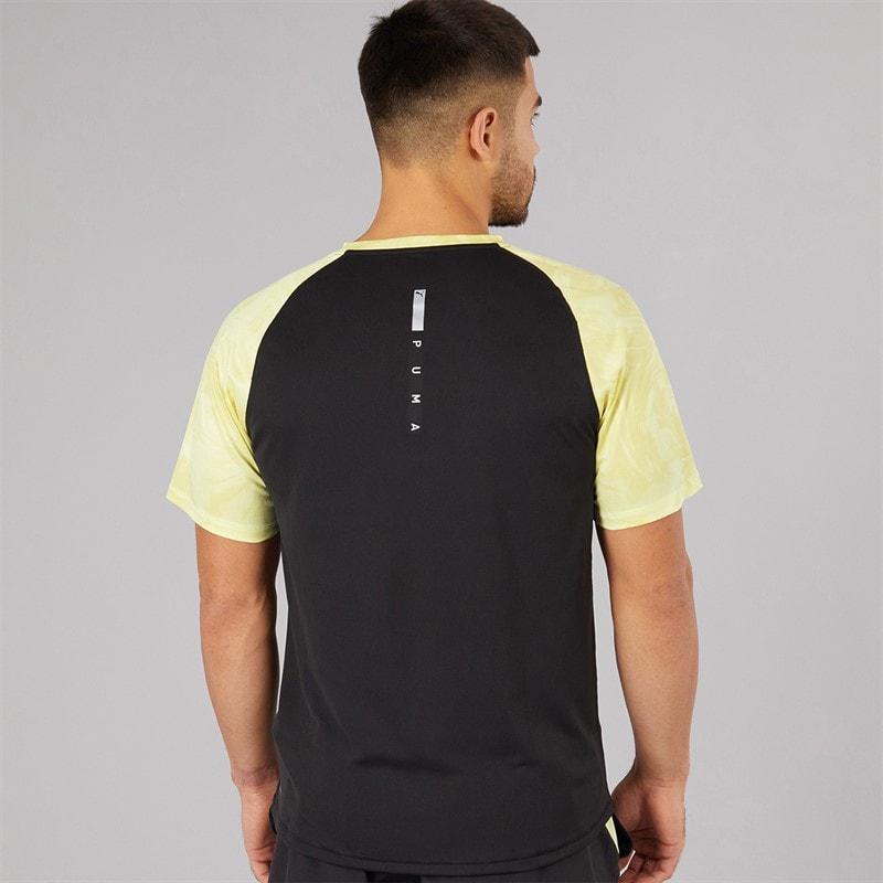 Puma Mens Run Velocity Marble Running Top Black/Yellow - Image 2