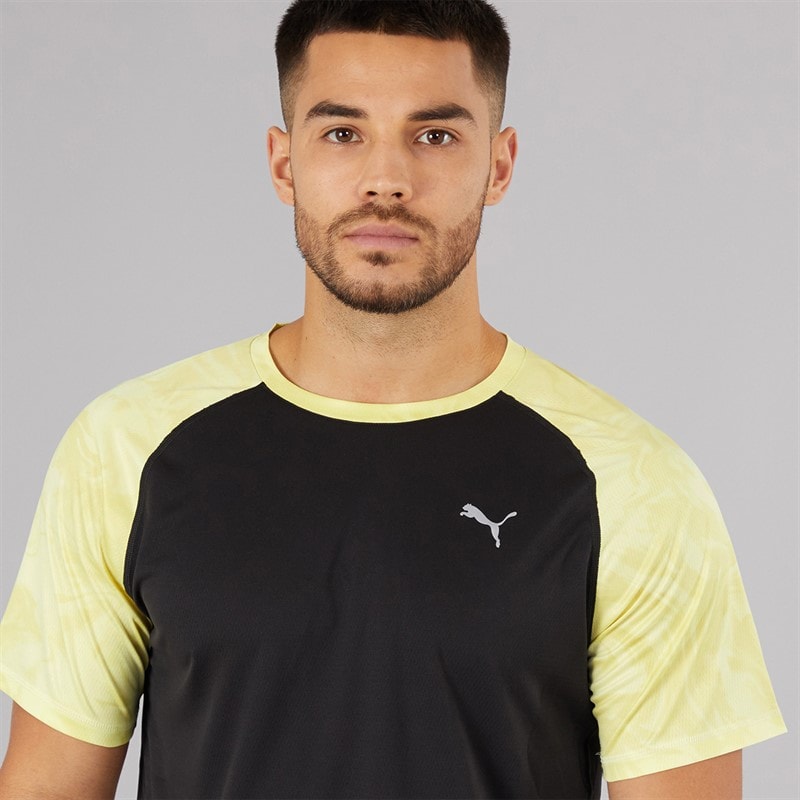 Puma Mens Run Velocity Marble Running Top Black/Yellow - Image 3