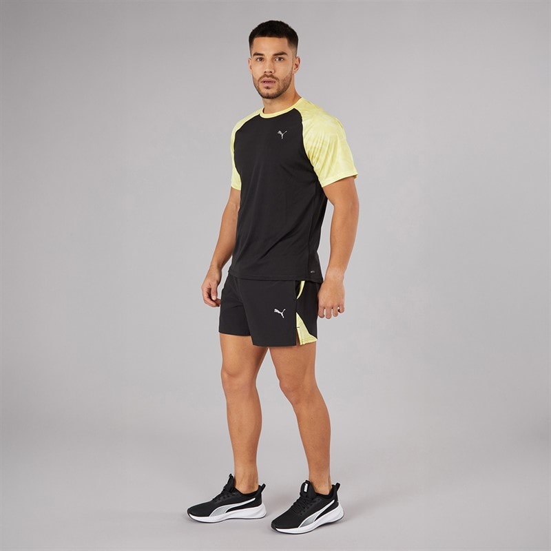 Puma Mens Run Velocity Marble Running Top Black/Yellow - Image 4