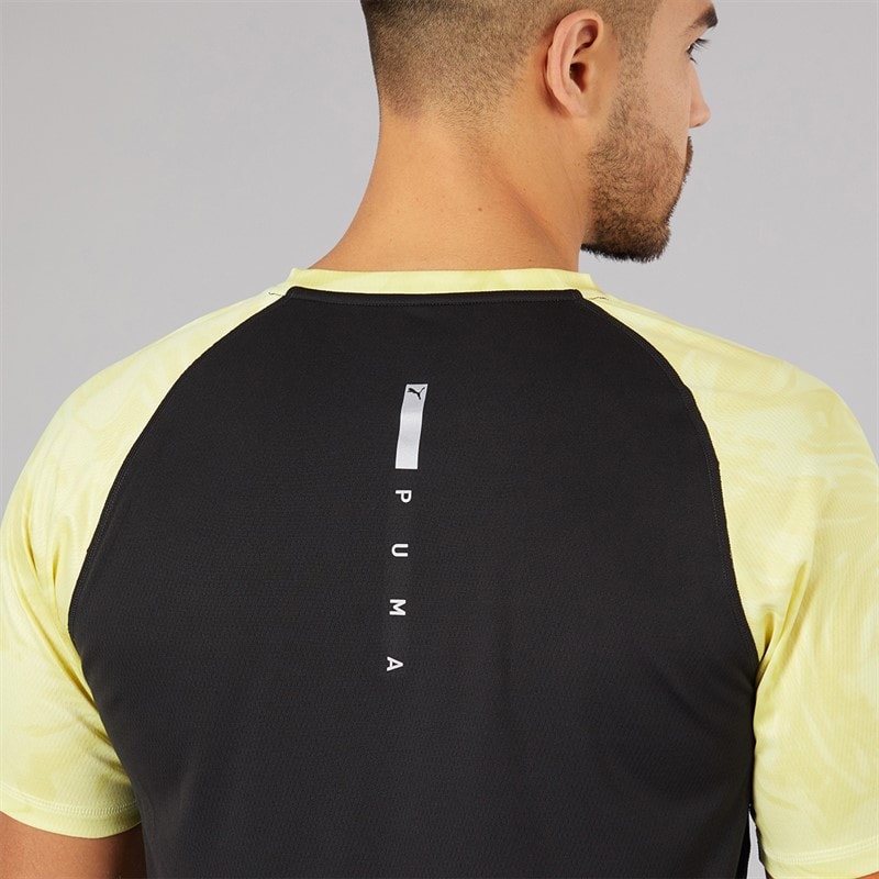 Puma Mens Run Velocity Marble Running Top Black/Yellow - Image 5
