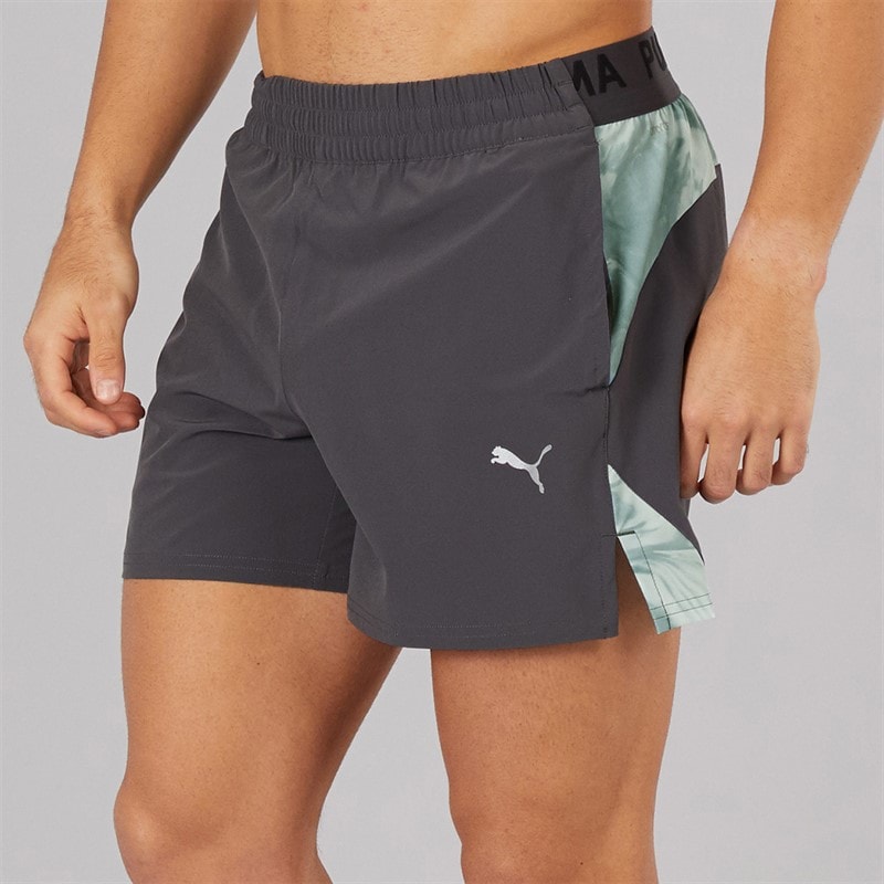 Puma Mens Puma Fit Ultrabreathe Stretch 5 Inch Marble Training Shorts Grey/Blue - Image 2
