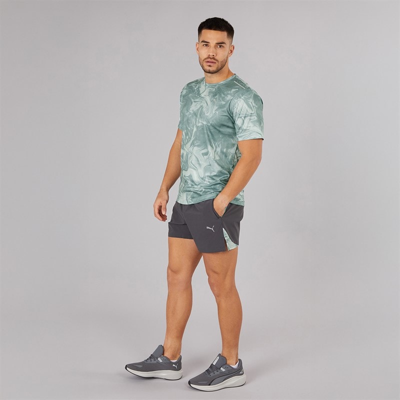 Puma Mens Puma Fit Ultrabreathe Stretch 5 Inch Marble Training Shorts Grey/Blue - Image 4