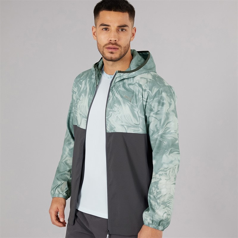 Puma Mens Run Lightweight Marble Running Jacket Grey/Blue - Image 3