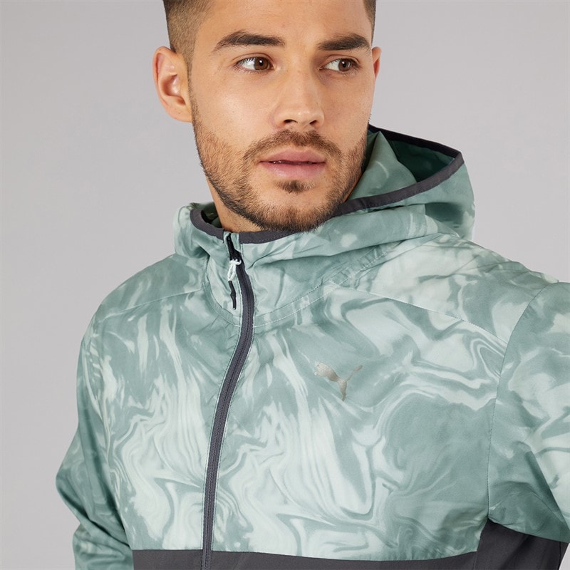 Puma Mens Run Lightweight Marble Running Jacket Grey/Blue - Image 5