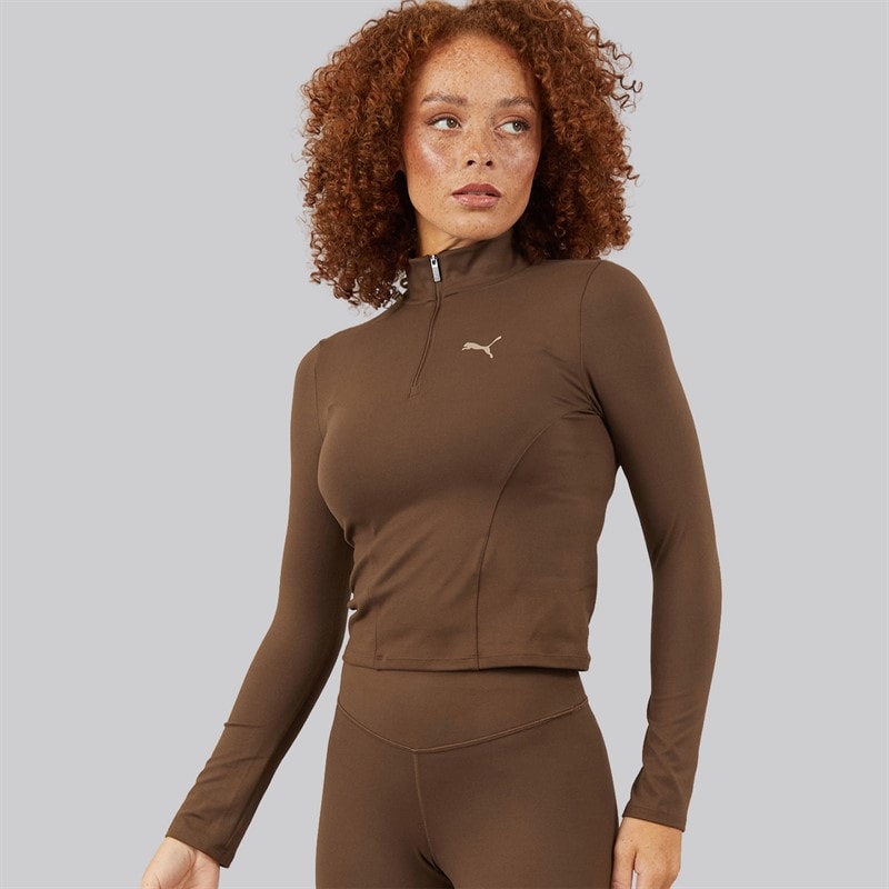 Puma Womens Training 1/2 Zip Top Espresso Brown
