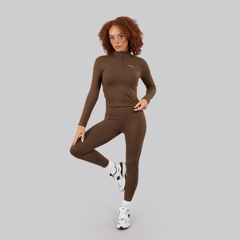 Puma Womens Training 1/2 Zip Top Espresso Brown - Image 3