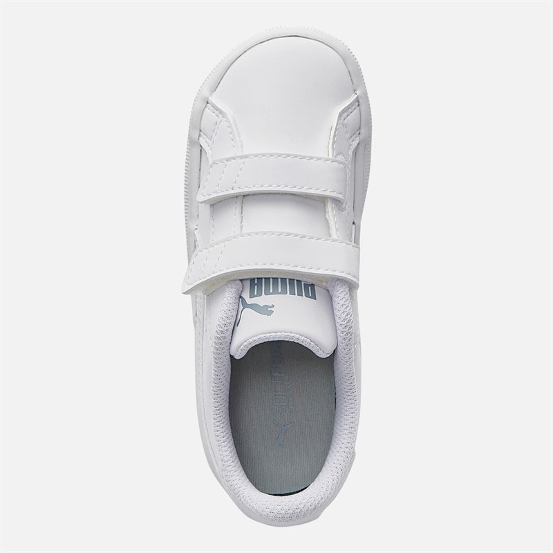 Puma Infant Smash Vulc Trainers White/Quarry - Image 4