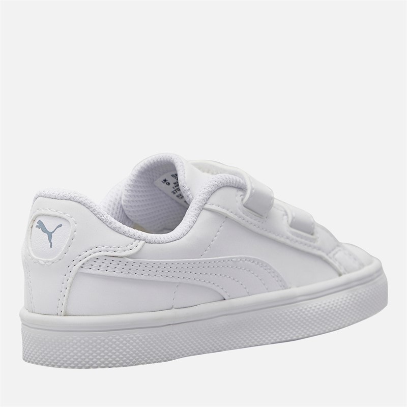 Puma Infant Smash Vulc Trainers White/Quarry - Image 5