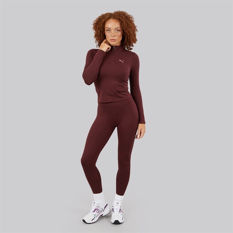 Puma Womens Train 1/2 Zip Training Top Aubergine - Image 3