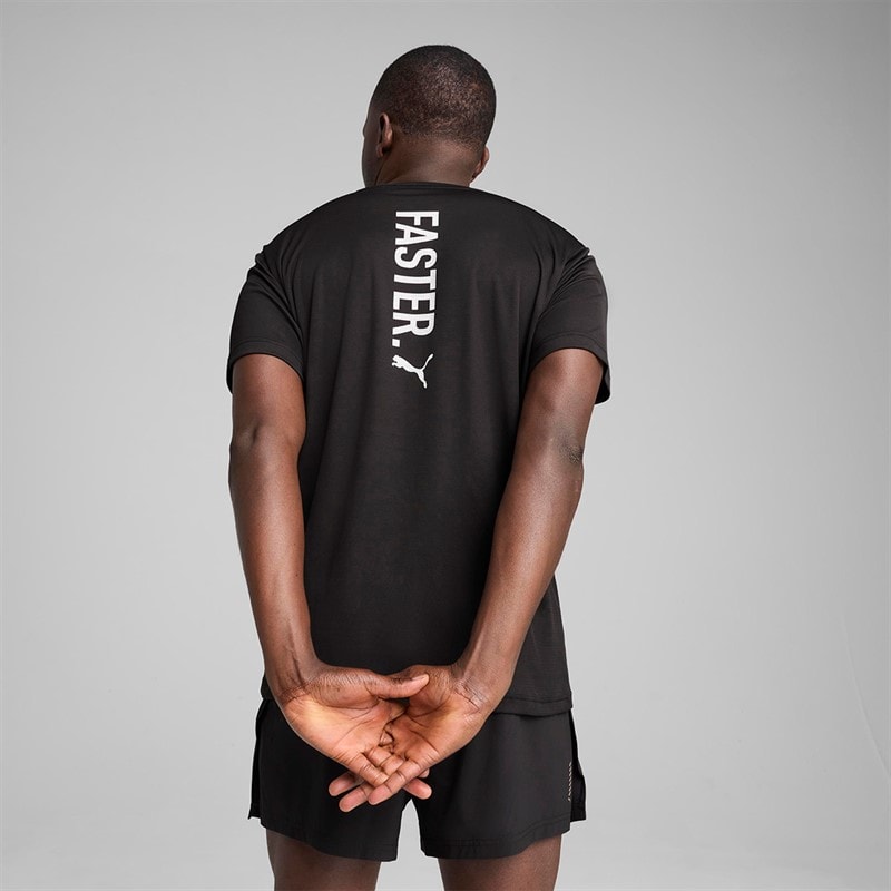 Puma Mens Graphics Running Faster Running Top Puma Black - Image 3