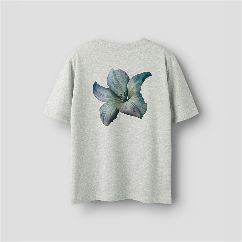 LMTD Girls Hibi Short Sleeve T-Shirt Light Grey Melange - Image 2