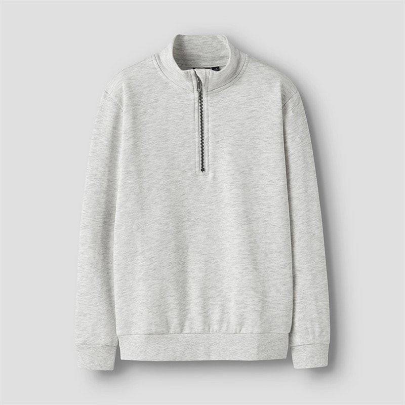 LMTD Boys Nizu Half Zip Sweatshirt Light Grey Melange - Image 1